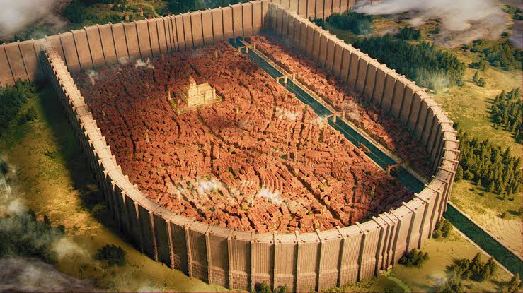 Die innere Stadt, umgeben von der Mauer, aus der Vogelperspektive